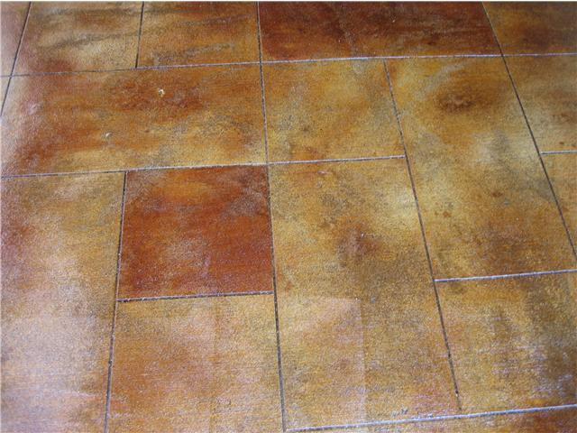 Multi-color acid stains with stone cut pattern