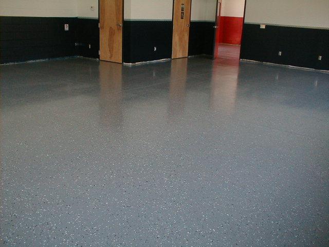 Rental facility w/ chipped epoxy floor